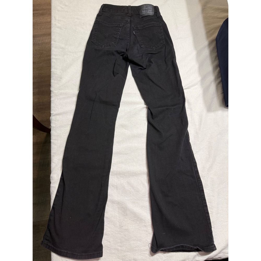 Levis 725 High Rise Bootcut Jeans Black Denim Size 25 Womens Pants - Picture 6 of 6